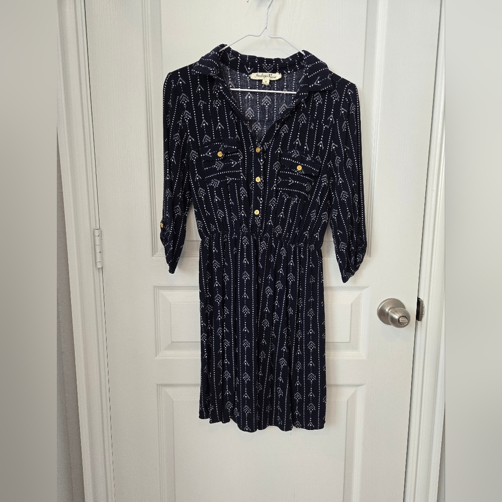 Patterned Long Sleeve Western Dress
